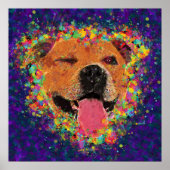 Poster Happy Pit Bull Pop Art (Devant)