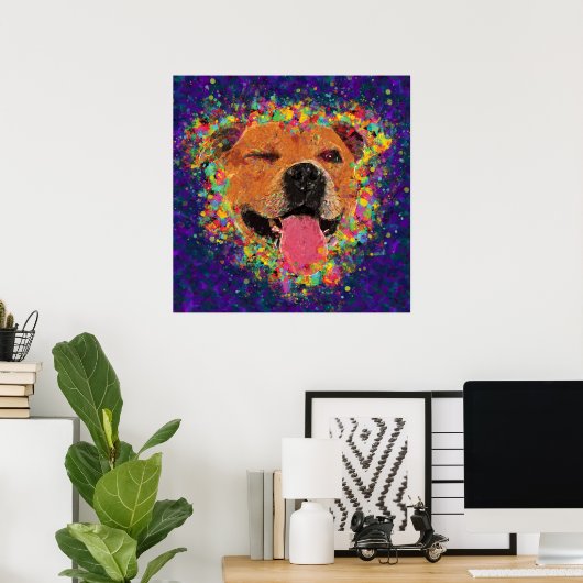 Poster Happy Pit Bull Pop Art (Bureau à domicile)