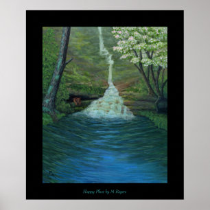 Poster Happy Place - Peinture de cascade