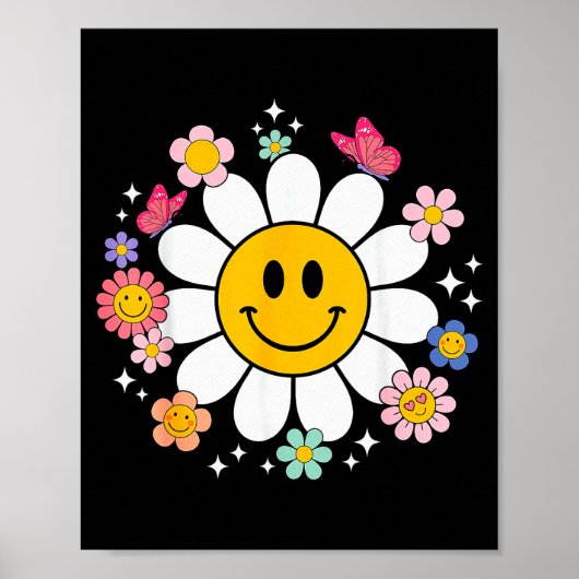 Poster Happy Retro Daisy Smile Face Preppy Aesthetic Men  (Devant)