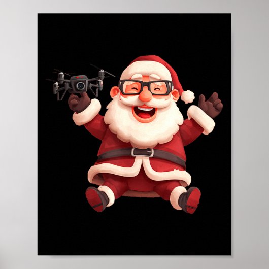 Poster Happy Santa Claus With Drone For Lots And Drones L (Devant)