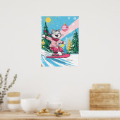 Poster Happy Snowboard Cat (Cuisine)