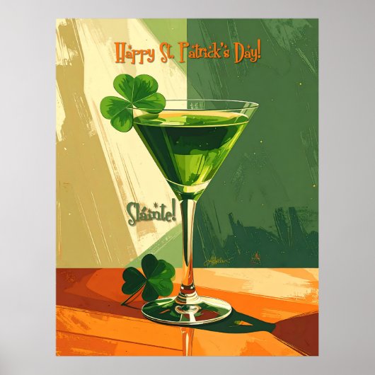 Poster Happy St. Patrick's Day Shamrock Martini  (Devant)