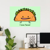Poster Happy Taco coquille viande de boeuf salsa cuisine (Bureau à domicile)