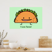 Poster Happy Taco coquille viande de boeuf salsa cuisine (Cuisine)