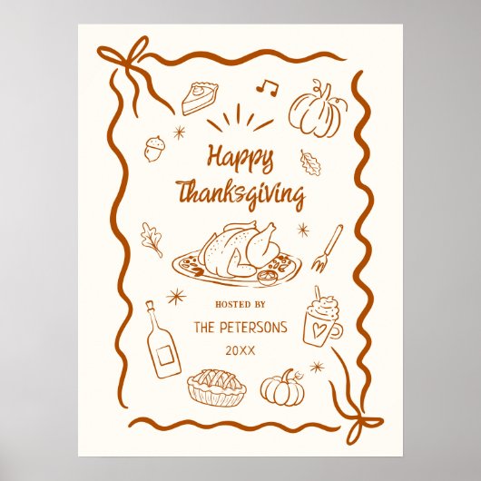 Poster Happy Thanksgiving Dinner Party Printable (Devant)