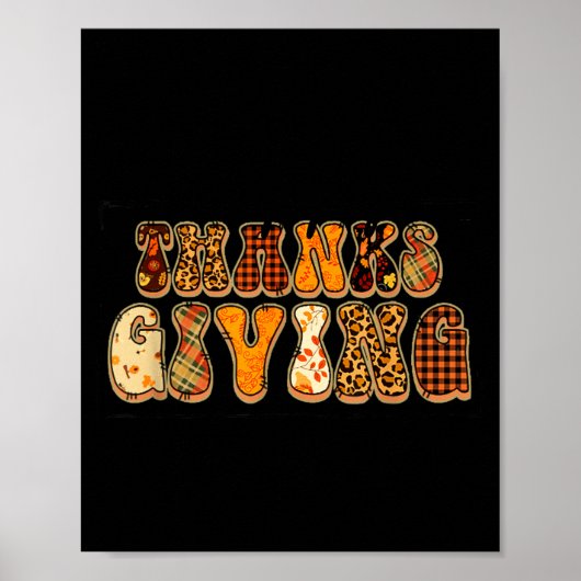 Poster Happy Thanksgiving For Turkey Day Family Dinner Th (Devant)