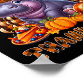 Poster Happy Thanksgiving Hippo Costume Turkey Fall Leave (Coin)