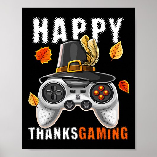 Poster Happy Thanksgiving Video Game Controller Pilgrim C (Devant)