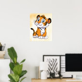 Poster Happy Tiger Cartoon Art Print! Cute Tiger Mur Art (Bureau à domicile)