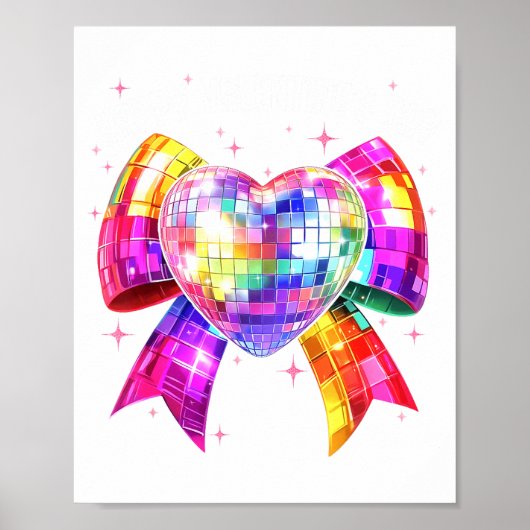 Poster Happy Valentine's Day Coquette Disco Ball Heart Gi (Devant)