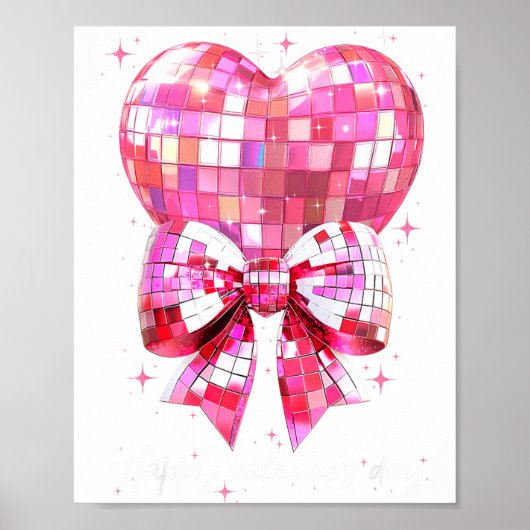 Poster Happy Valentine's Day Funny Coquette Disco Ball He (Devant)