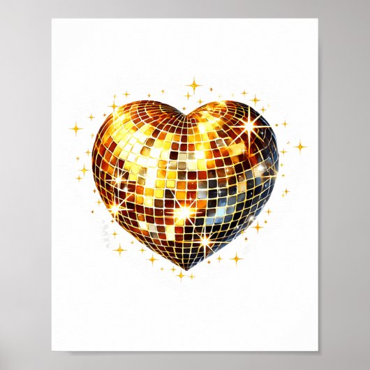 Poster Happy Valentine's Day Funny Gold Coquette Disco Ba (Devant)