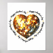 Poster Happy Valentine's Day Funny Gold Coquette Disco Ba (Devant)