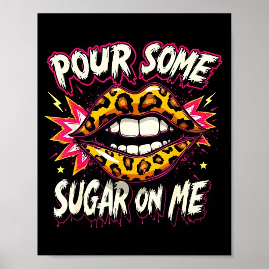 Poster Happy Valentine's Day Retro Leopard Lips Ur Some S (Devant)