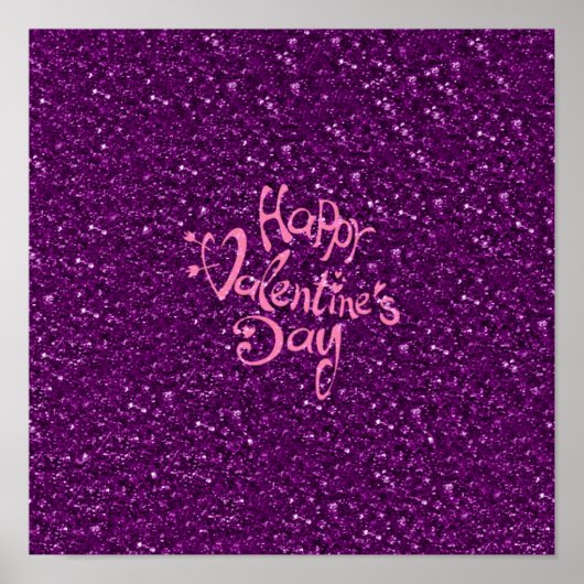 Poster happy Valentines Day, violet (Devant)