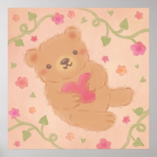Poster Happy Valentine's Day with Teddy Bear (Devant)