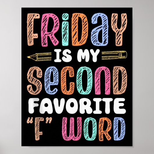 Poster Happy vendredi Fri Yay Professeur École Mème Haut  (Devant)