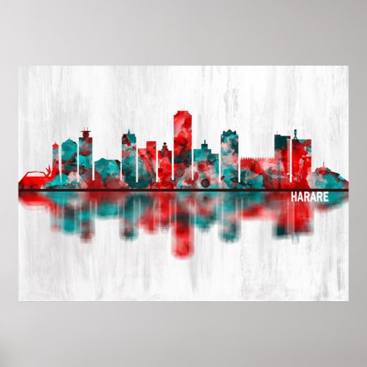Poster Harare Zimbabwe Skyline (Devant)