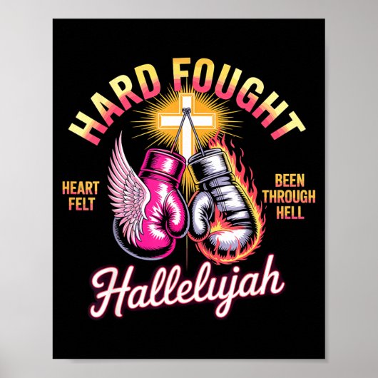 Poster Hard Fought Hallelujah Boxing Gloves Faith  (Devant)