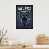 Poster Hard Pass Cat – Funny Grumpy Cartoon Character (Cuisine)