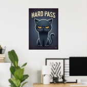 Poster Hard Pass Cat – Funny Grumpy Cartoon Character (Bureau à domicile)