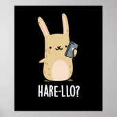 Poster Hare-Lo Là Funny Hare Rabbit Pun Dark BG (Devant)