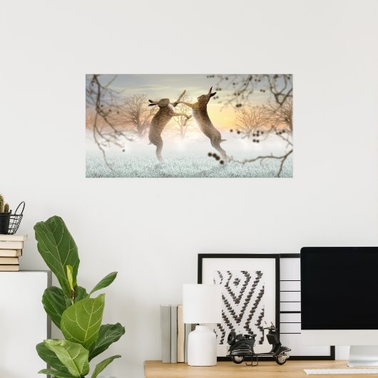 Poster Hares de boxe (Bureau à domicile)