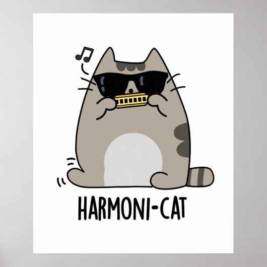 Poster Hari-cat Funny Harmonica Cat Pun (Devant)