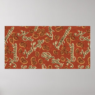 Poster Haricots de café et typographie couteaux de grunge