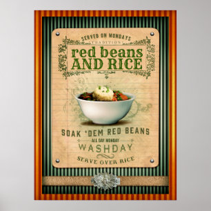 Poster Haricots rouges et riz Nouvelle-Orléans Cajun