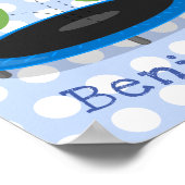 Poster Haricots verts mignons sur dessin animé trampoline (Coin)