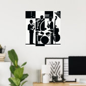Poster Harlem Renaissance Jazz Trio noir et blanc (Bureau à domicile)