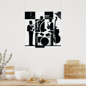 Poster Harlem Renaissance Jazz Trio noir et blanc (Cuisine)