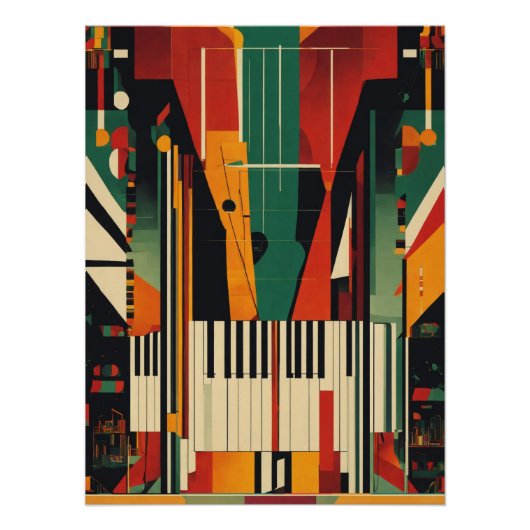 Poster Harlem Renaissance Vintage Piano (Devant)