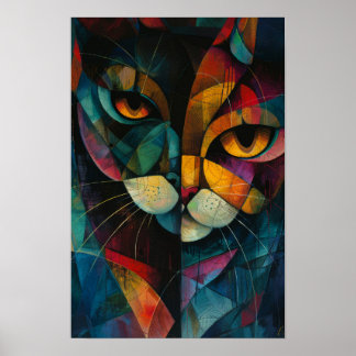 Poster Harlequin Chats : Whimsscirque couleur Art