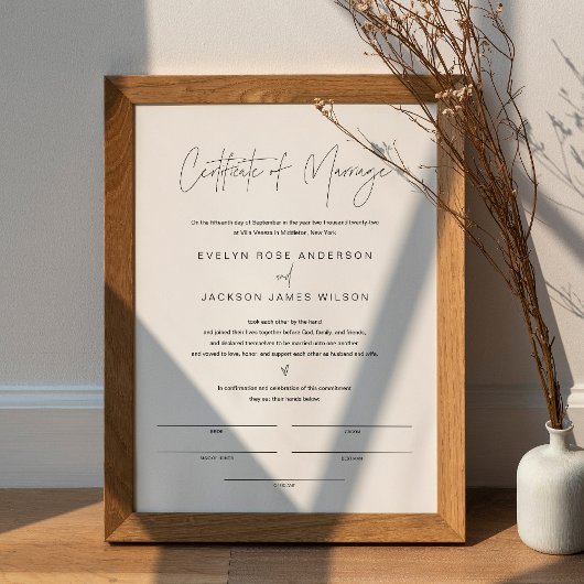 Poster HARLOW Certificat De Mariage 18x24
