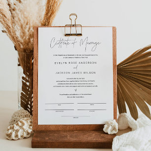 Poster HARLOW Certificat De Mariage 8.5x11
