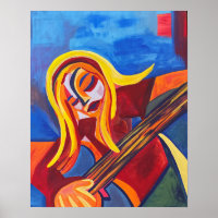 "Harmonie" Abstraite Art Girl Avec Guitare