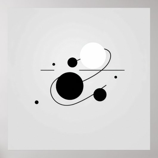 Poster Harmonie cosmique : Cercle de ligne de boule noir (Devant)