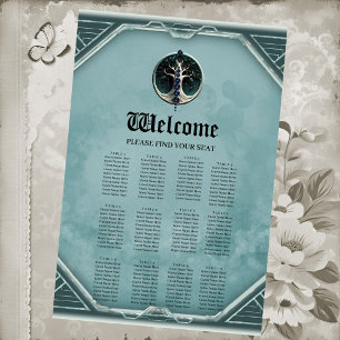 Poster Harmonie dans turquoise, arbre mystique de la vie.