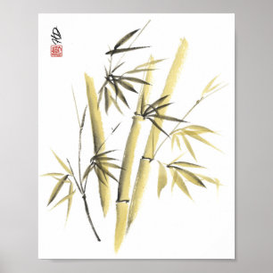Poster Harmonie de bambou doré