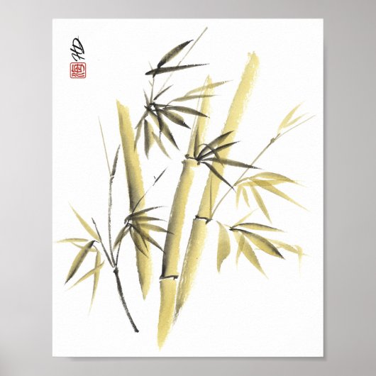 Poster Harmonie de bambou doré (Devant)