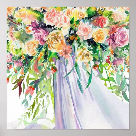 Poster Harmonie de floraison, Bouquet en cascade nuptiale (Devant)
