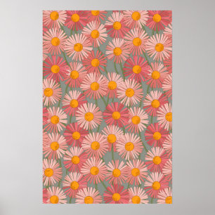 Poster Harmonie de floraison - Motif de marguerite rétro