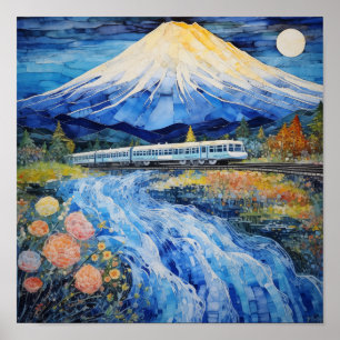 Poster Harmonie de la nature et de la vitesse, Mont Fuji