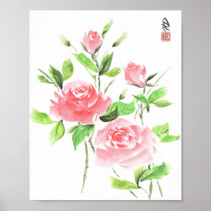Poster Harmonie de la rose cramoisie