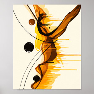 Poster Harmonie de l'Ambre et du Noir en Mouvement Abstra
