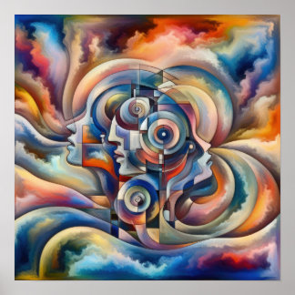 Poster Harmonie des esprits - Femme Abstraite - Art Surre