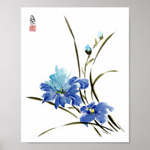 Poster Harmonie d'Iris Bleu
